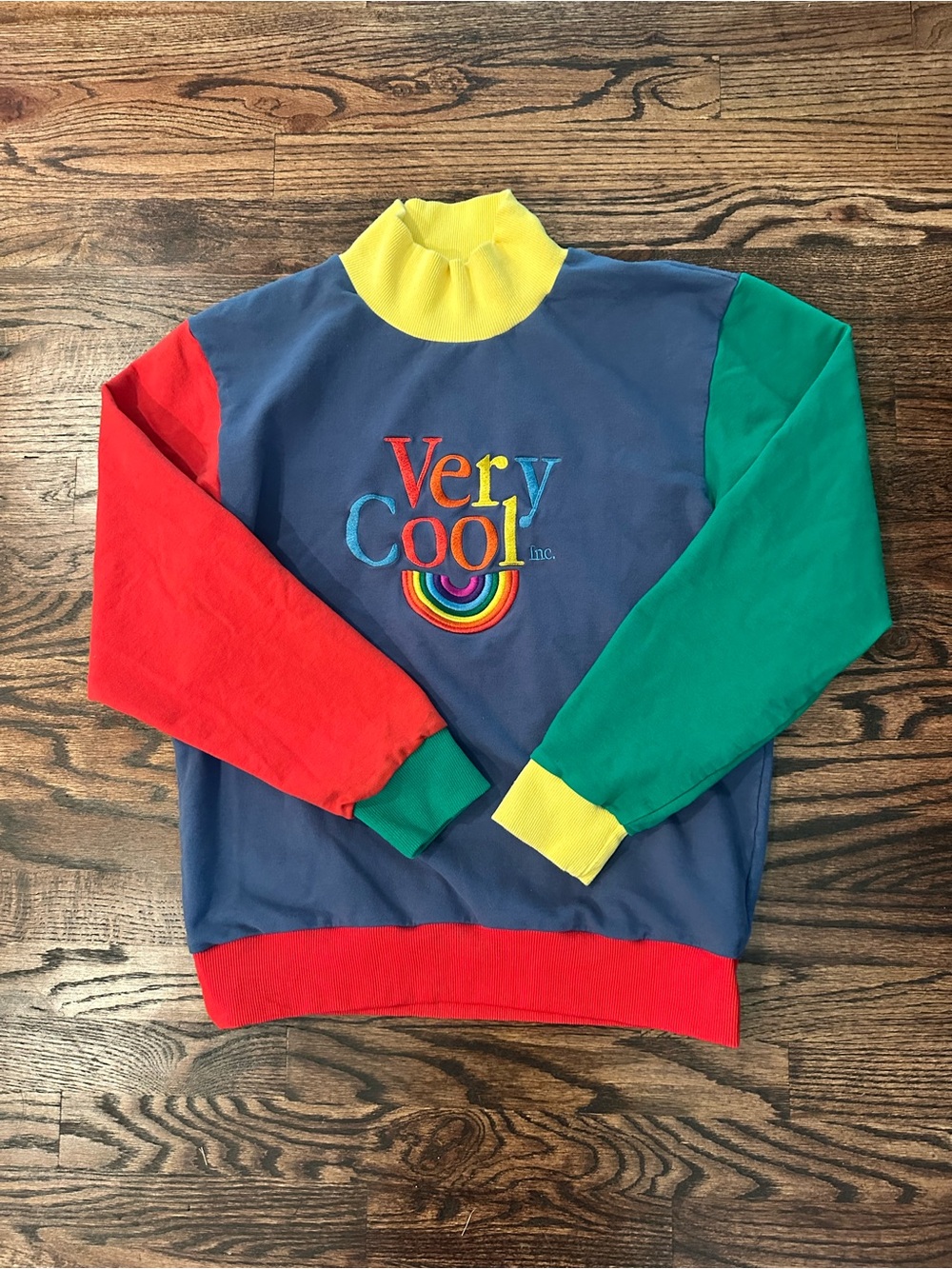 Cool Shirtz Very Cool Colorblock Rainbow Sweatshirt Size S - Picture 2 of 7